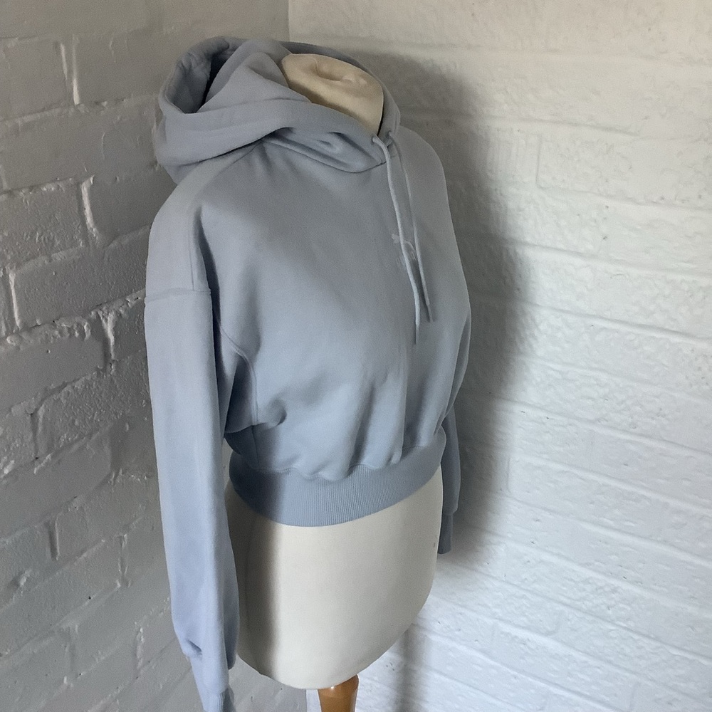 Puma Cropped Hoodie - Size S - Light Blue - Cotton - P2P 18” - Picture 3 of 8